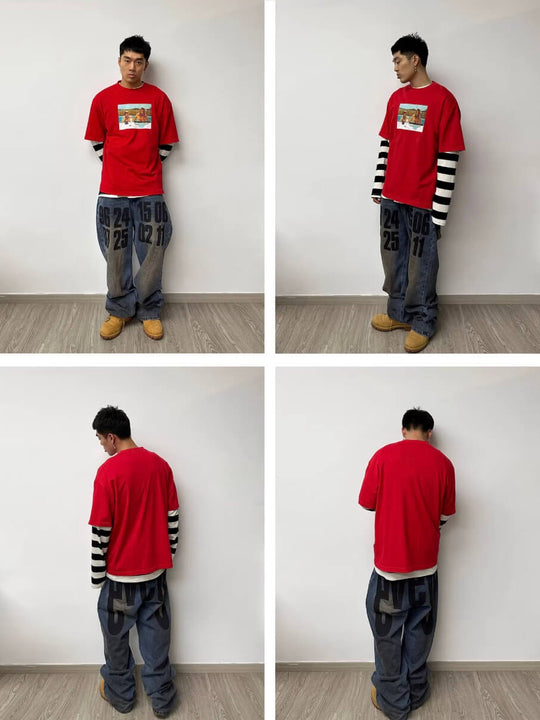 EVETS Dirty Wash Print Jeans | Face 3 Face