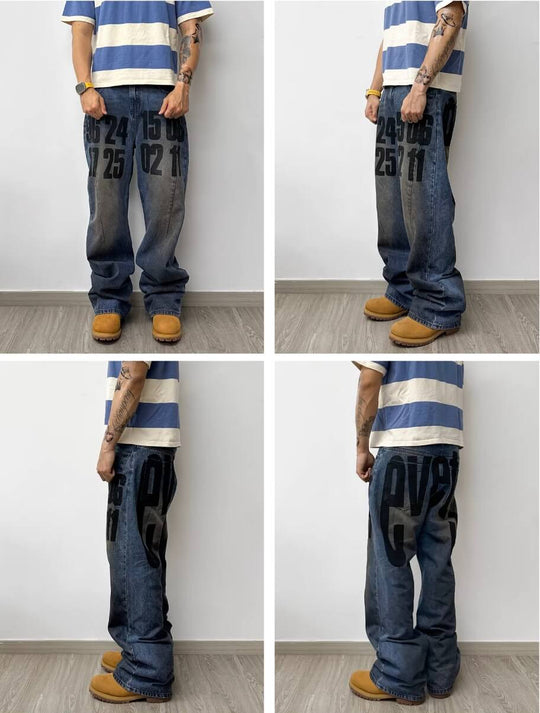 EVETS Dirty Wash Print Jeans | Face 3 Face