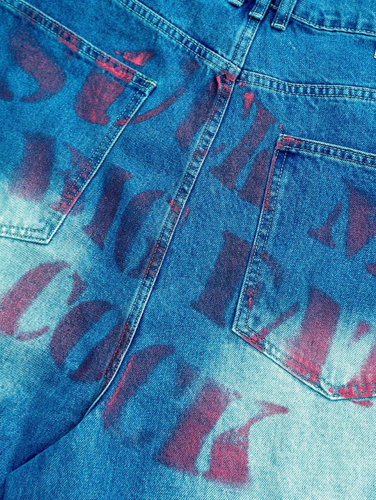 EVETS Dirty Wash Print Baggy Jeans | Face 3 Face