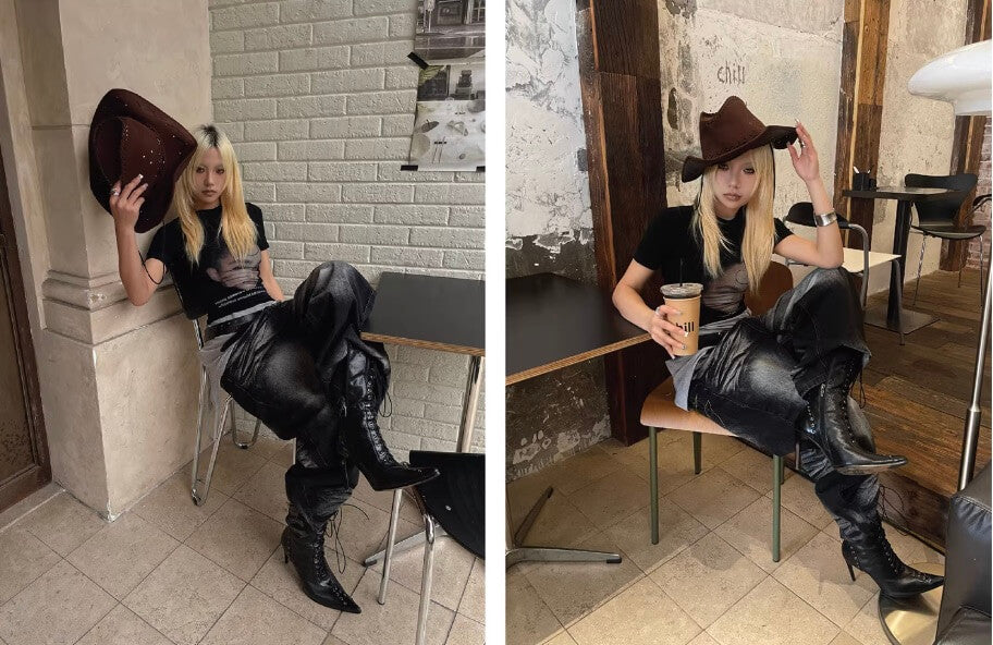 EVETS Whisker Washed Faded Baggy Jeans | Face 3 Face