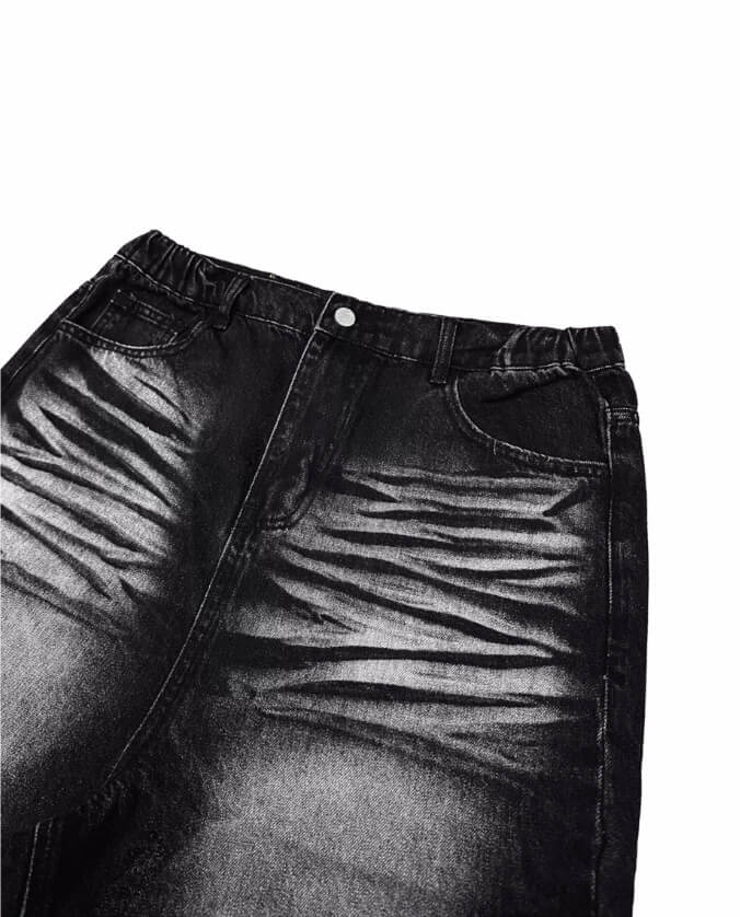EVETS Whisker Washed Faded Baggy Jeans | Face 3 Face