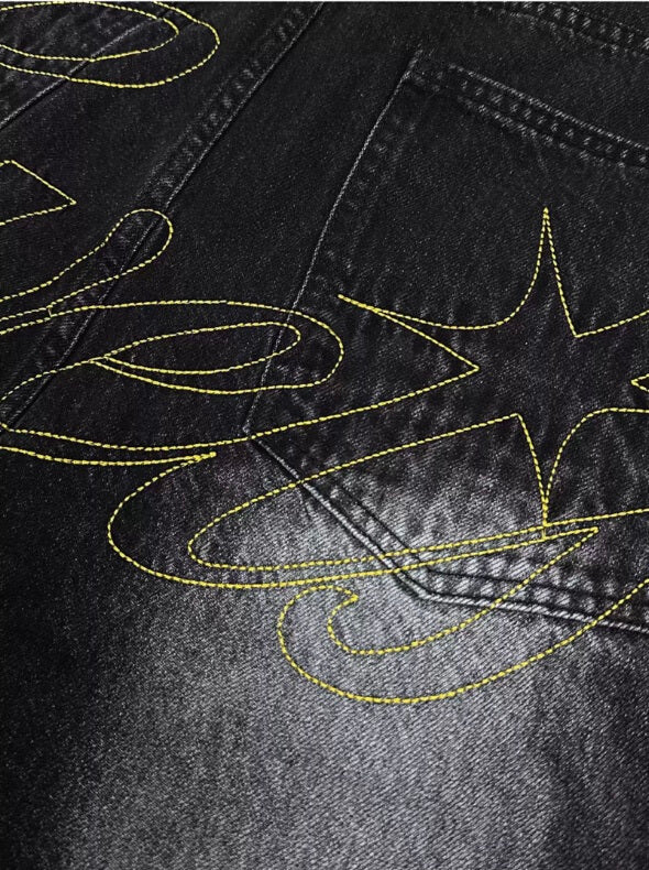 EVETS Whisker Washed Faded Baggy Jeans | Face 3 Face