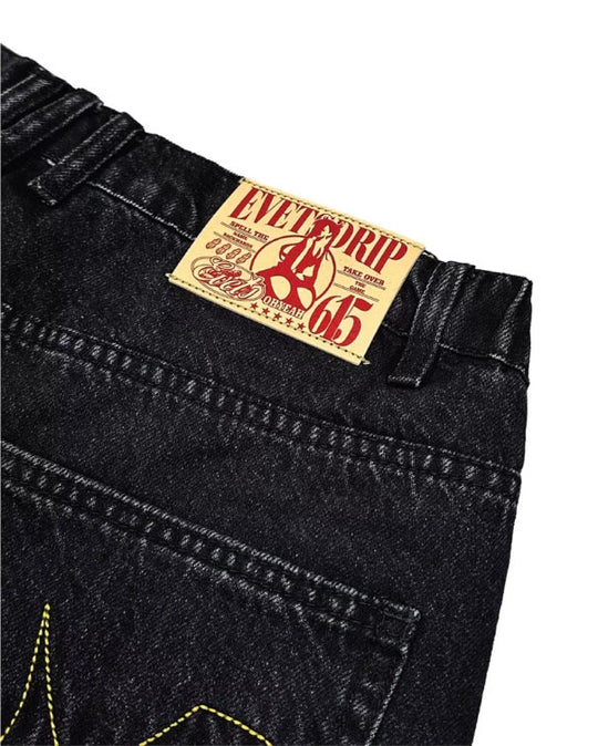 EVETS Whisker Washed Faded Baggy Jeans | Face 3 Face