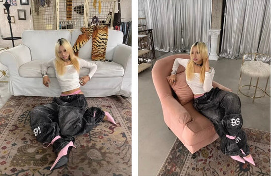 EVETS x LABT Heavy Lightning Whisker Washed Baggy Jeans | Face 3 Face