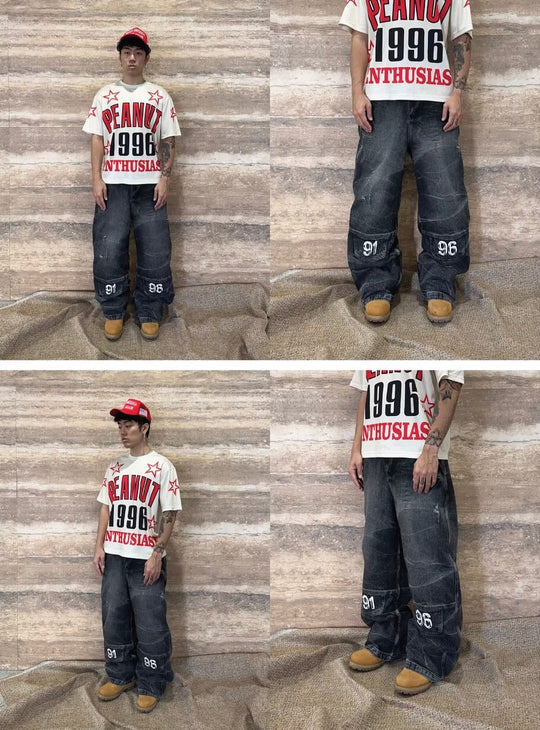 EVETS x LABT Heavy Lightning Whisker Washed Baggy Jeans | Face 3 Face