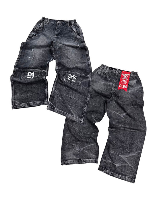 EVETS x LABT Heavy Lightning Whisker Washed Baggy Jeans | Face 3 Face