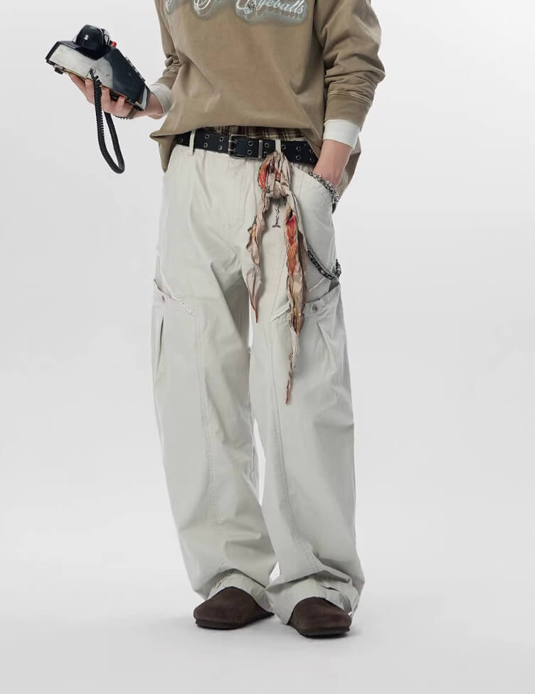 JHYQ Distressed Multi Pocket Baggy Cargo Pants | Face 3 Face