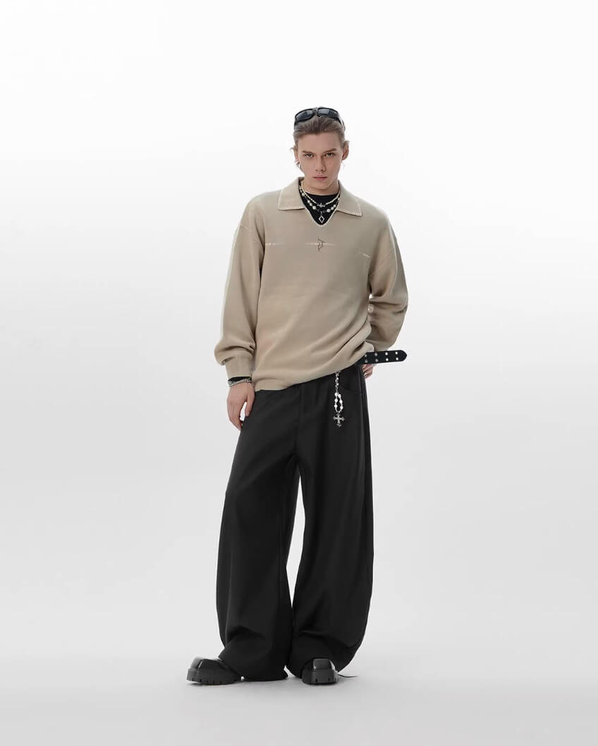JHYQ Machete Draped Baggy Suit Pants | Face 3 Face