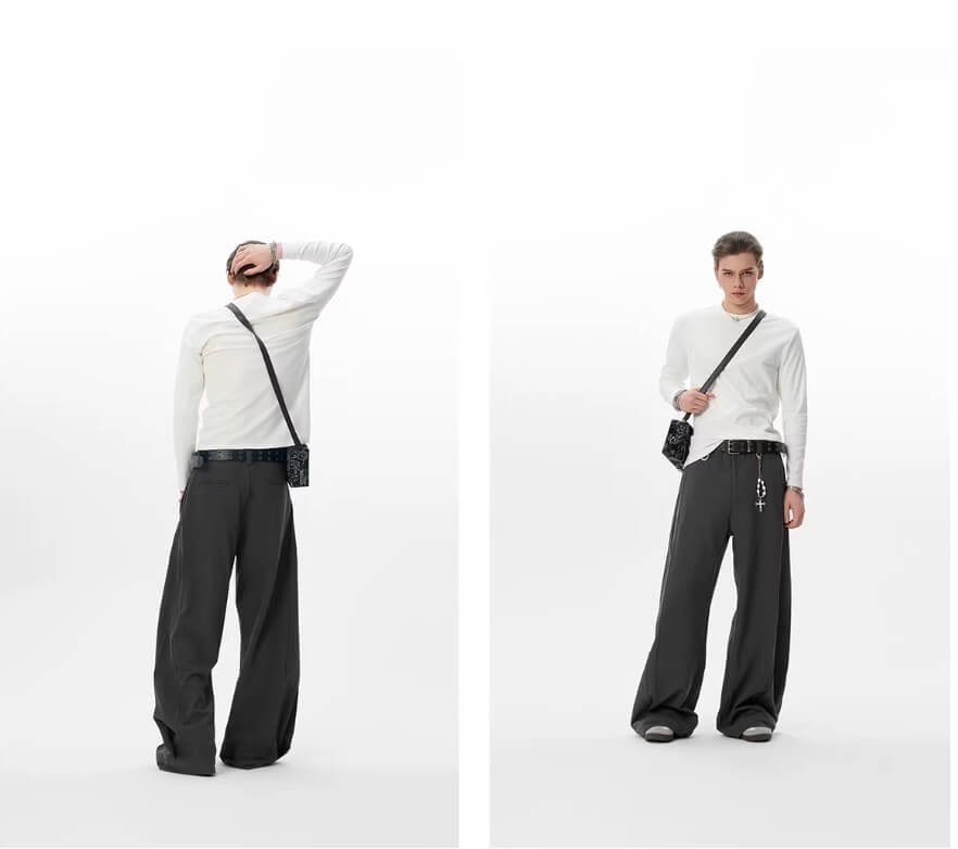 JHYQ 3D Pleated Draped Baggy Suit Pants | Face 3 Face