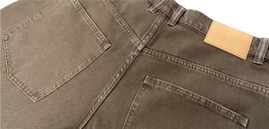 JHYQ Coffee Brown Washed Work Jeans | Face 3 Face