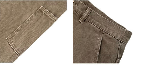 JHYQ Coffee Brown Washed Work Jeans | Face 3 Face