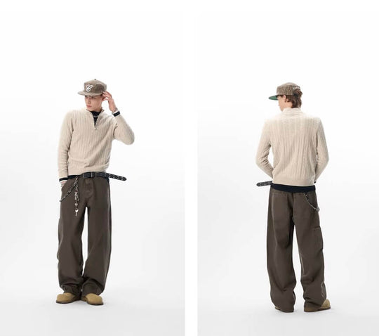 JHYQ Coffee Brown Washed Work Jeans | Face 3 Face