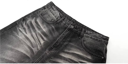 JHYQ Black Washed Lightning Burst Fade Jeans | Face 3 Face