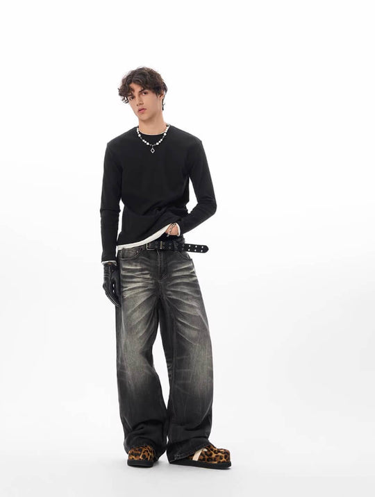 JHYQ Black Washed Lightning Burst Fade Jeans | Face 3 Face