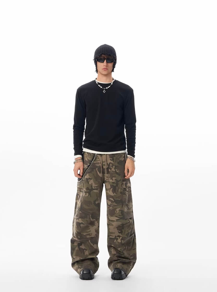 JHYQ Camouflage Drawstring Baggy Cargo Pants | Face 3 Face
