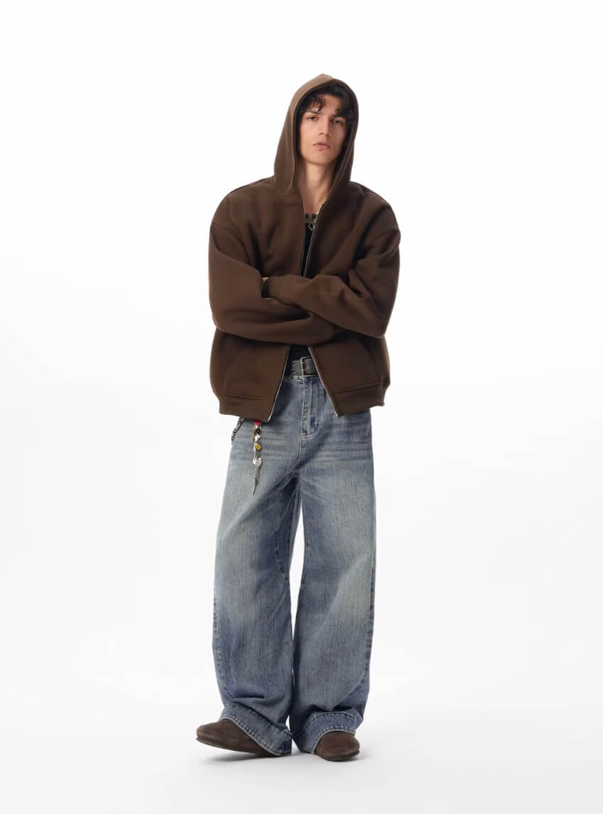 JHYQ Vintage Washed Patchwork Baggy Jeans | Face 3 Face
