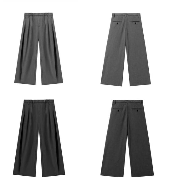JHYQ Pinstripe Pleated Wide Leg Suit Pants | Face 3 Face