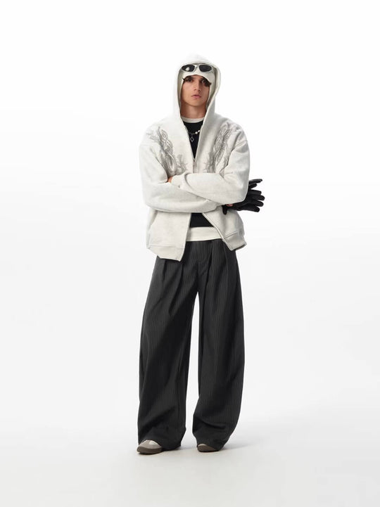 JHYQ Pinstripe Pleated Wide Leg Suit Pants | Face 3 Face