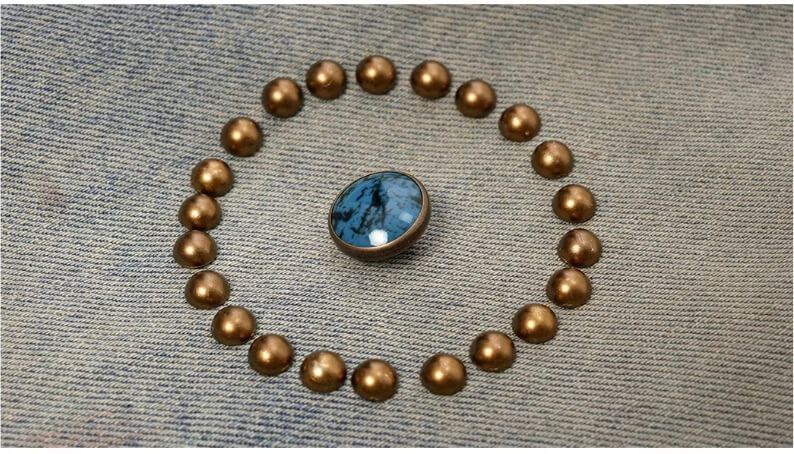 JHYQ Blue Beaded Studded Curved Seam Machete Jeans | Face 3 Face