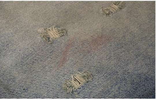 JHYQ Blue Beaded Studded Curved Seam Machete Jeans | Face 3 Face