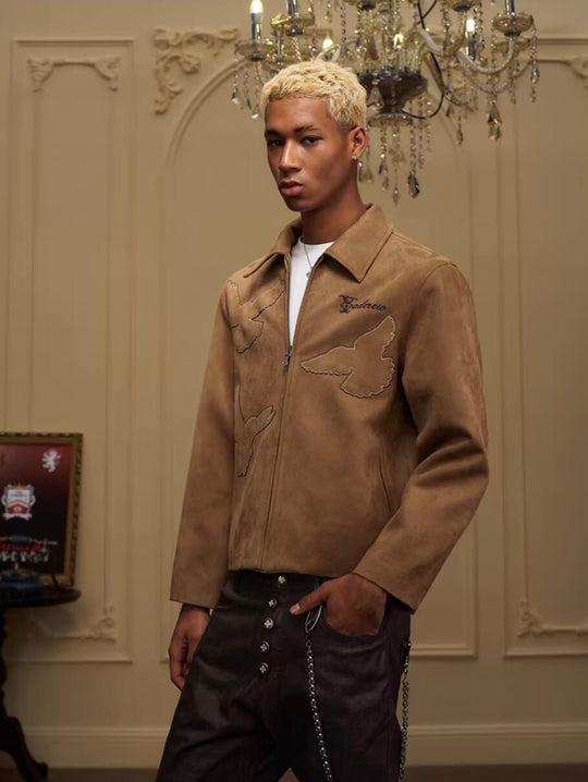 YADcrew Peace Dove Patch Suede Jacket | Face 3 Face