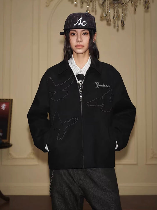 YADcrew Peace Dove Patch Suede Jacket | Face 3 Face