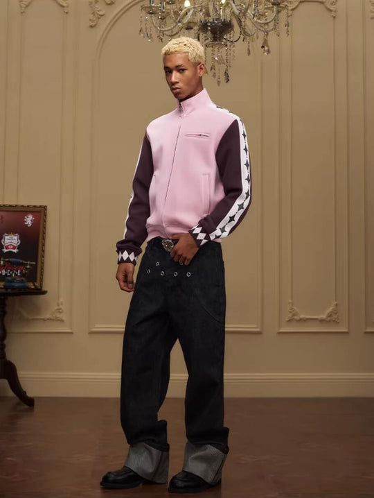 YADcrew Glitter Star Sleeve Stripe Track Jacket | Face 3 Face