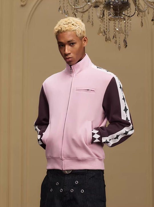 YADcrew Glitter Star Sleeve Stripe Track Jacket | Face 3 Face