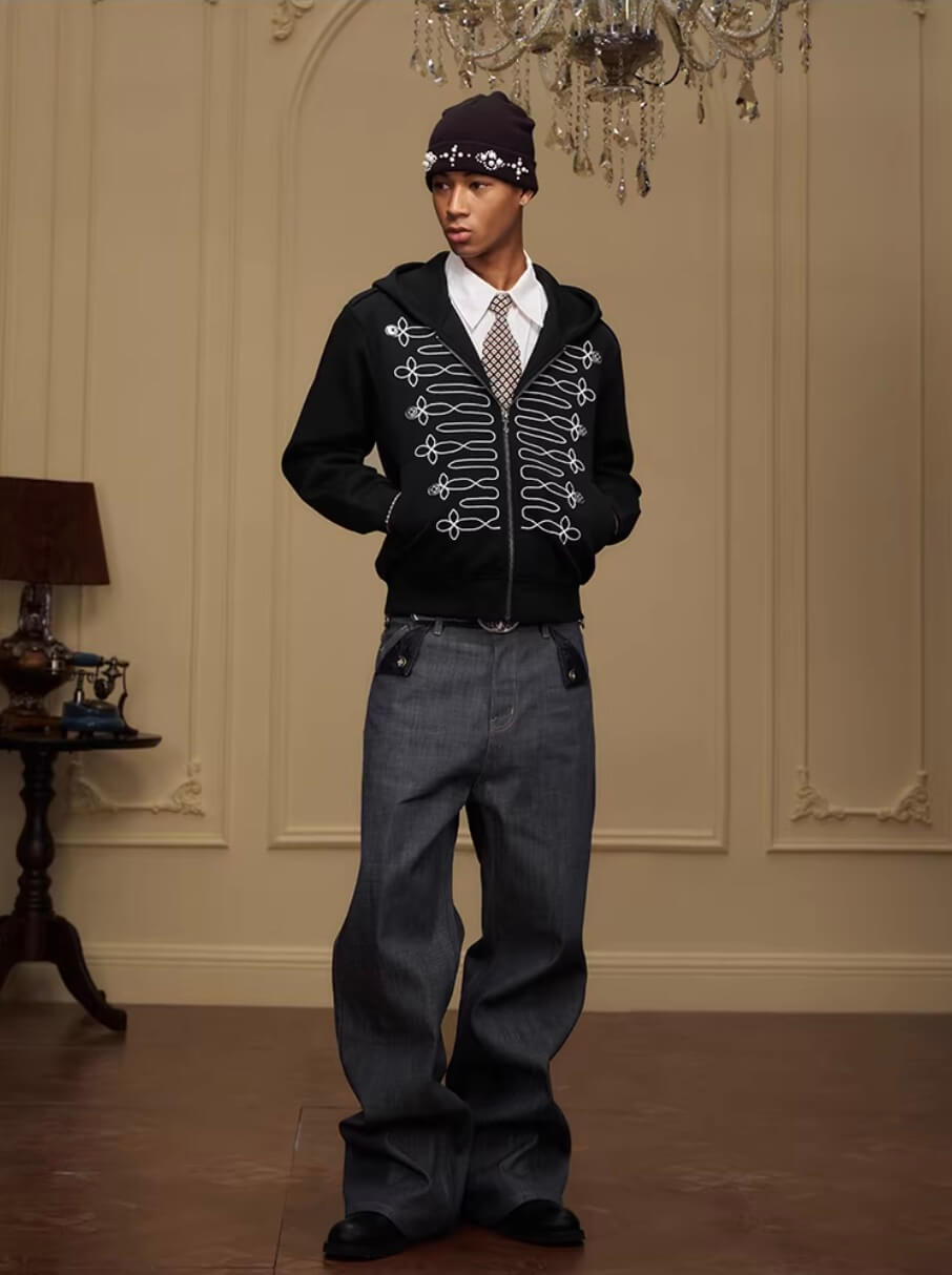 YADcrew Napoleonic Style Epaulette Zip Up Hoodie | Face 3 Face