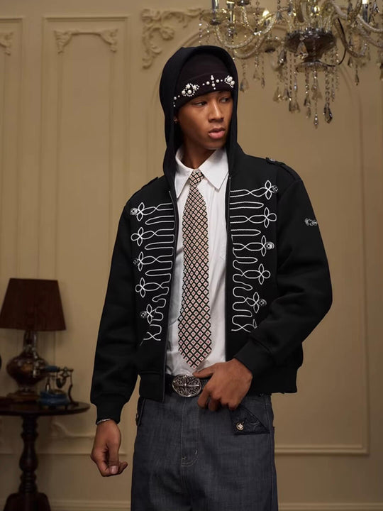 YADcrew Napoleonic Style Epaulette Zip Up Hoodie | Face 3 Face