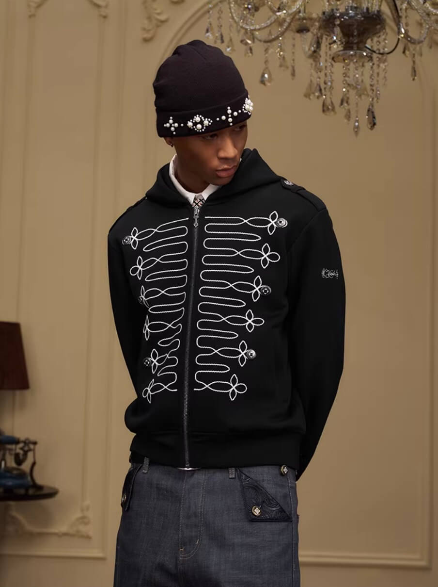 YADcrew Napoleonic Style Epaulette Zip Up Hoodie | Face 3 Face