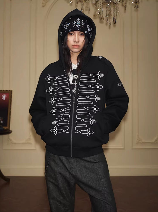 YADcrew Napoleonic Style Epaulette Zip Up Hoodie | Face 3 Face