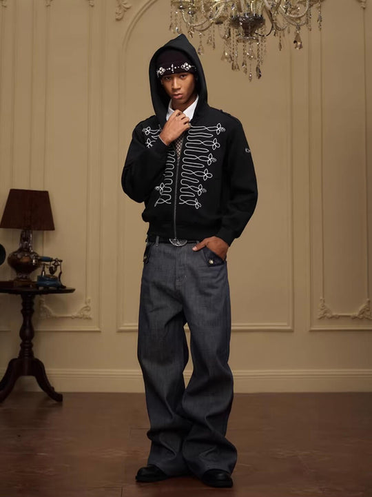 YADcrew Napoleonic Style Epaulette Zip Up Hoodie | Face 3 Face