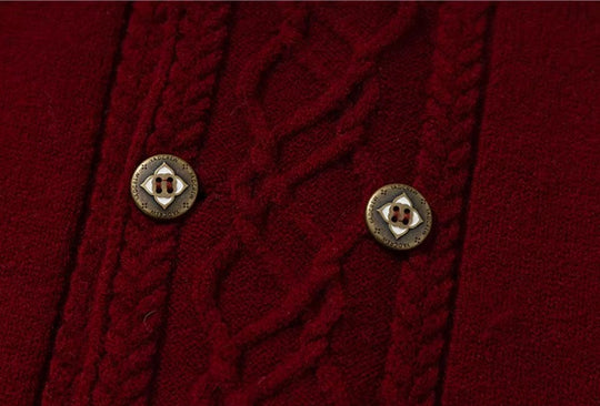 YADcrew Double Breasted Metal Button Cable Knit Cardigan | Face 3 Face