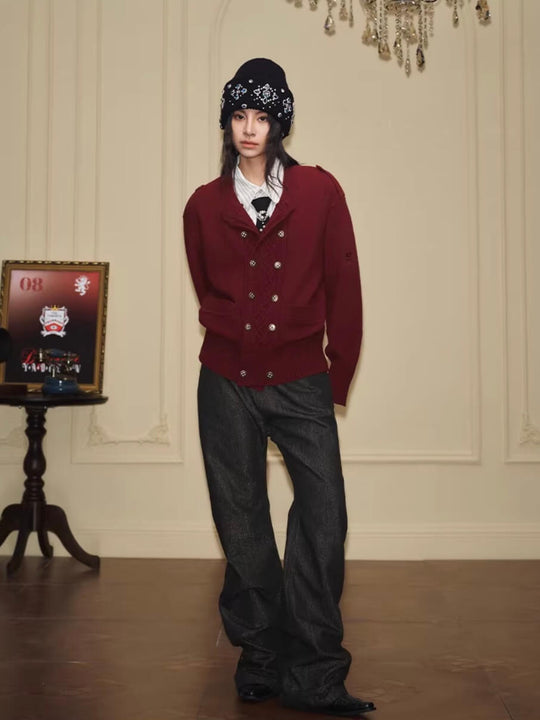 YADcrew Double Breasted Metal Button Cable Knit Cardigan | Face 3 Face