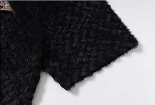 YADcrew Wavy Stripe Fuzzy Short Sleeve Shirt | Face 3 Face