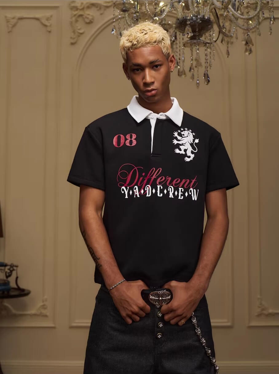 YADcrew Lion Crest Embroidered Polo Shirt | Face 3 Face