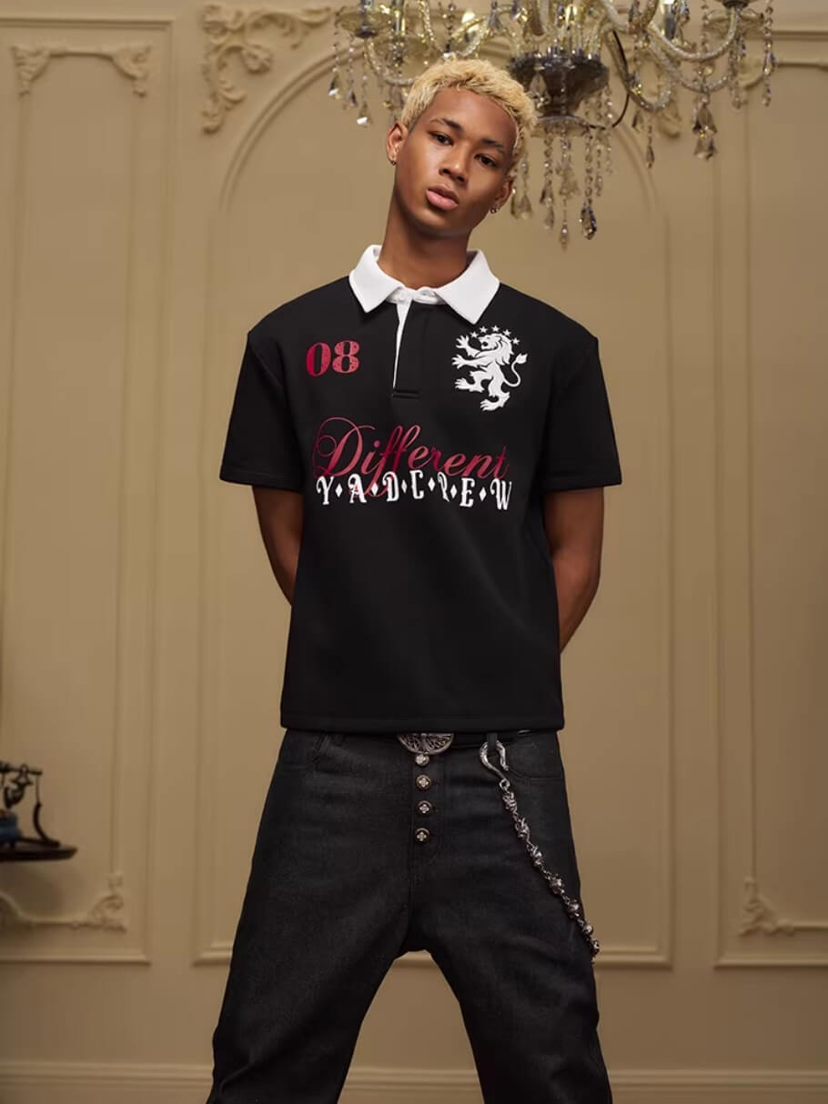 YADcrew Lion Crest Embroidered Polo Shirt | Face 3 Face