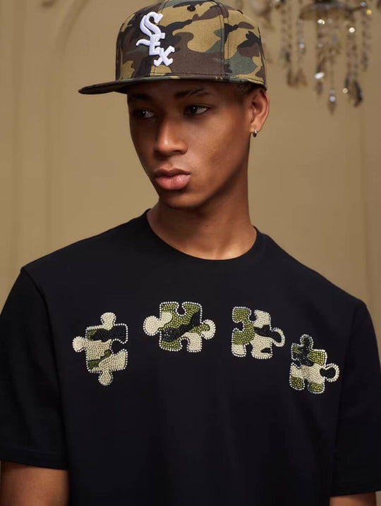 YADcrew Camo Rhinestone Puzzle Tee | Face 3 Face