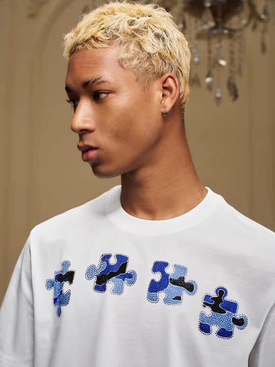 YADcrew Camo Rhinestone Puzzle Tee | Face 3 Face