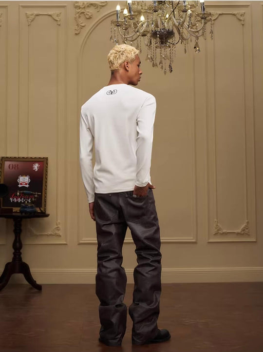 YADcrew Neck Logo Print Stretch Long Sleeve Tee | Face 3 Face