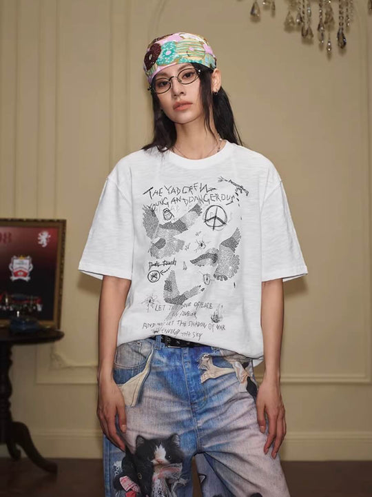 YADcrew Vintage Rhinestone Camo Dove Tee | Face 3 Face
