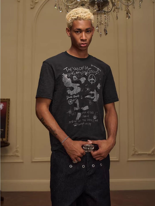 YADcrew Vintage Rhinestone Camo Dove Tee | Face 3 Face