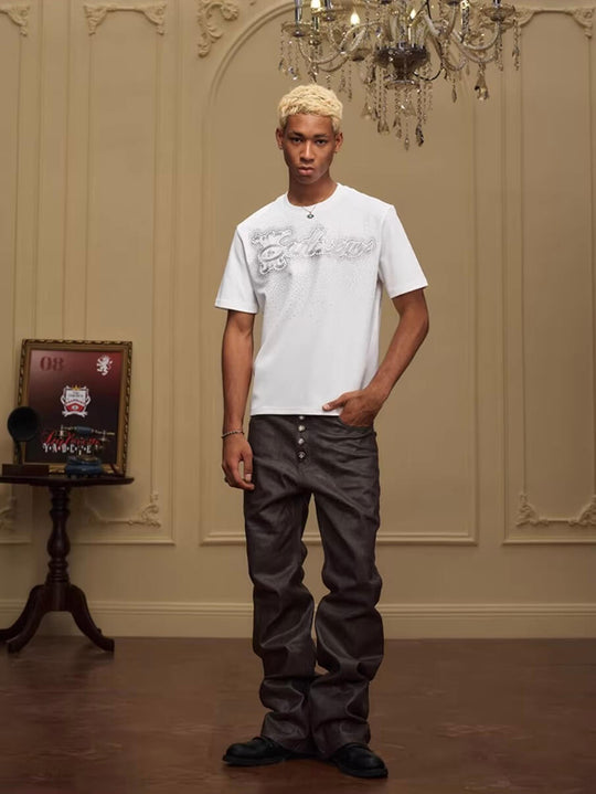 YADcrew Galaxy Rhinestone 3D Logo Embroidered Tee | Face 3 Face