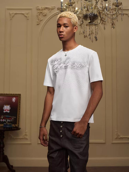 YADcrew Galaxy Rhinestone 3D Logo Embroidered Tee | Face 3 Face