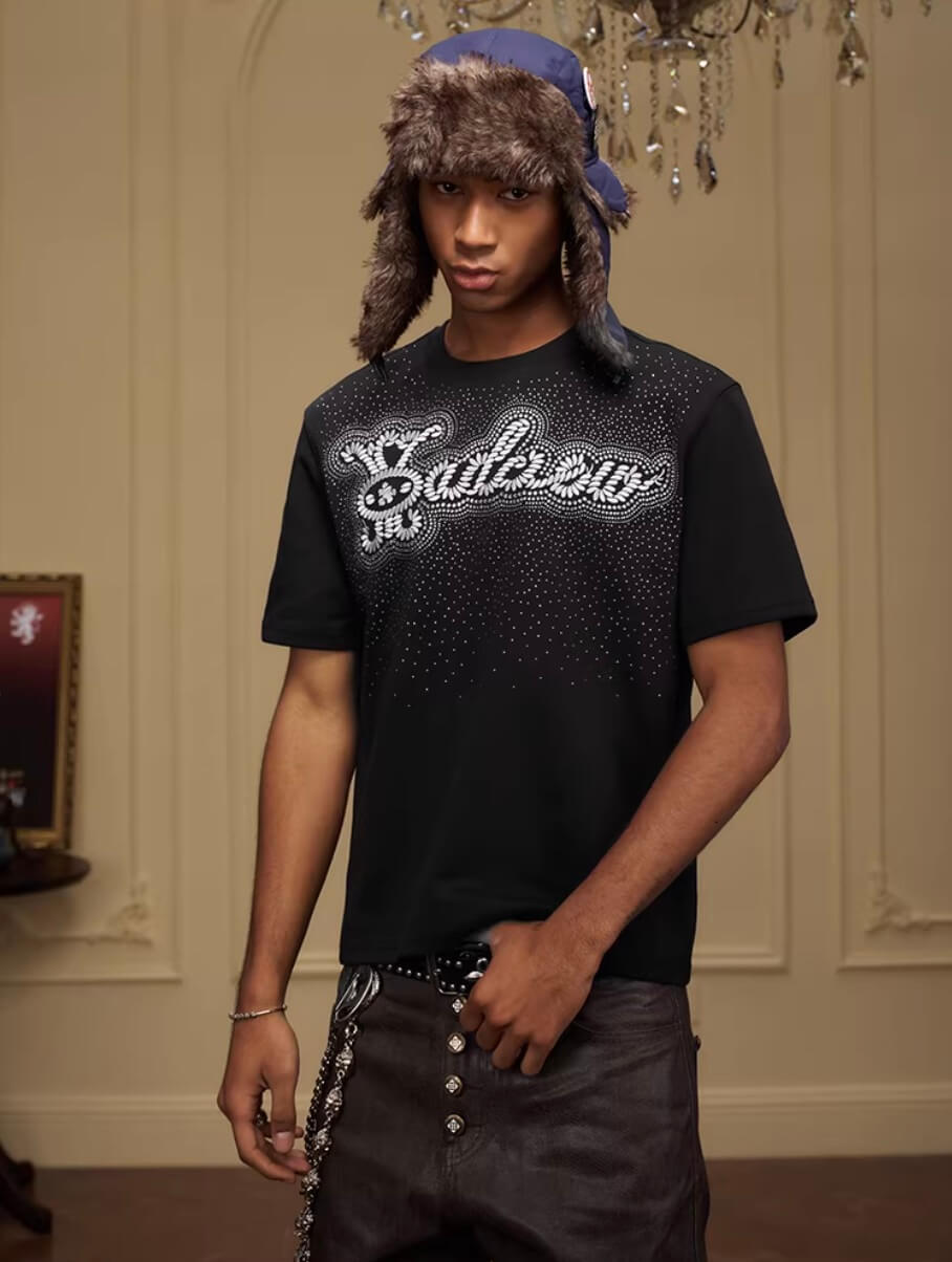 YADcrew Galaxy Rhinestone 3D Logo Embroidered Tee | Face 3 Face