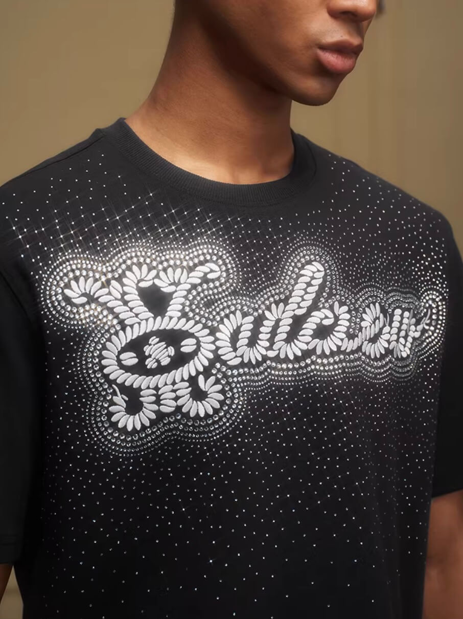 YADcrew Galaxy Rhinestone 3D Logo Embroidered Tee | Face 3 Face