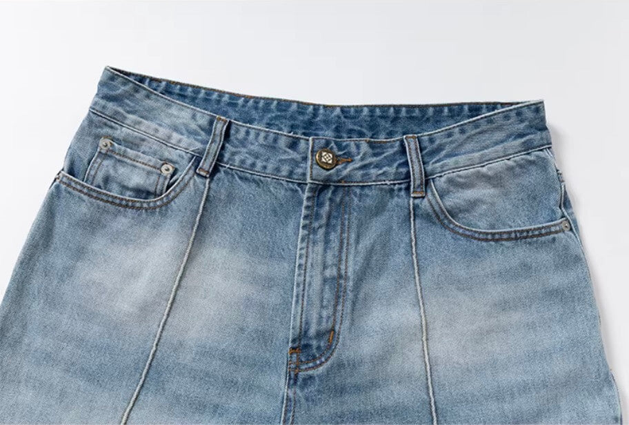 YADcrew Contrast Frayed Back Pocket Center Seam Washed Jeans | Face 3 Face