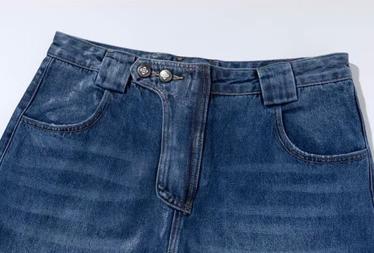 YADcrew PU Jelly Finish Washed Flared Denim Jeans | Face 3 Face