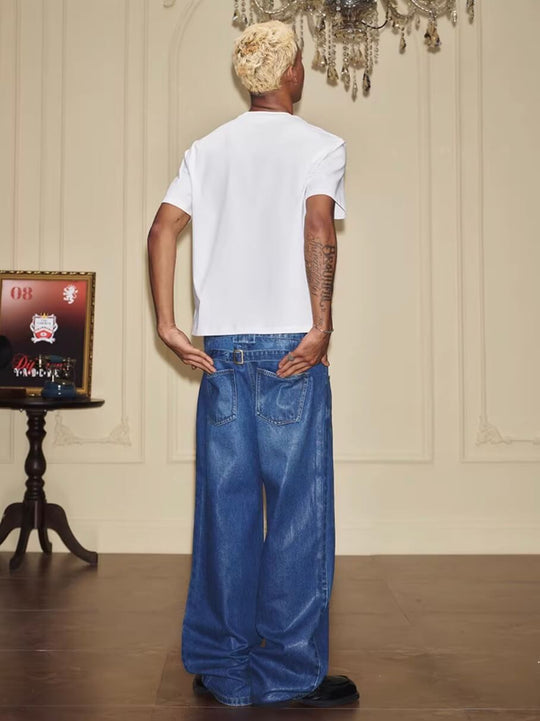 YADcrew PU Jelly Finish Washed Flared Denim Jeans | Face 3 Face